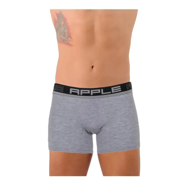 Apple Ανδρικό Boxer Ρίγα Γκρι Βάση Εξωτερικό Λάστιχο, Χρώμα Ασημί
