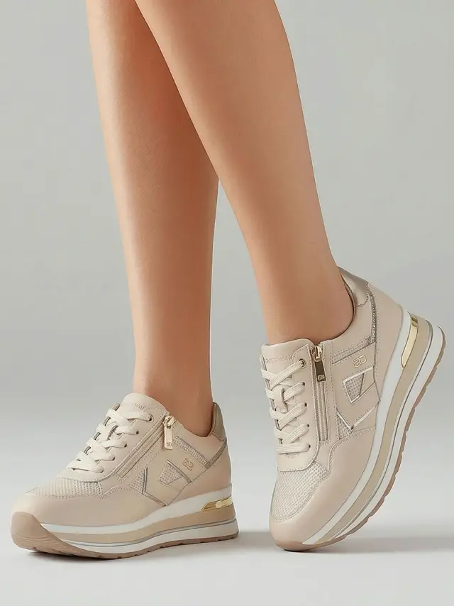Donna Serena Sneakers Γυναικείο δέρμα/ύφασμα Μπεζ DSE/346082 BEIGE - 41 2
