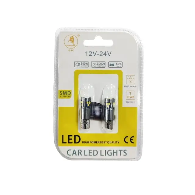 EJC Λάμπες Αυτοκινήτου T10-2016-18SMD 12v 2τμχ ψυχρό φως - LED light 001006