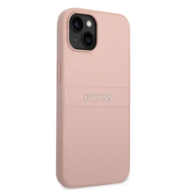 Guess PU Leather Saffiano Case for iPhone 14 Plus Pink 3