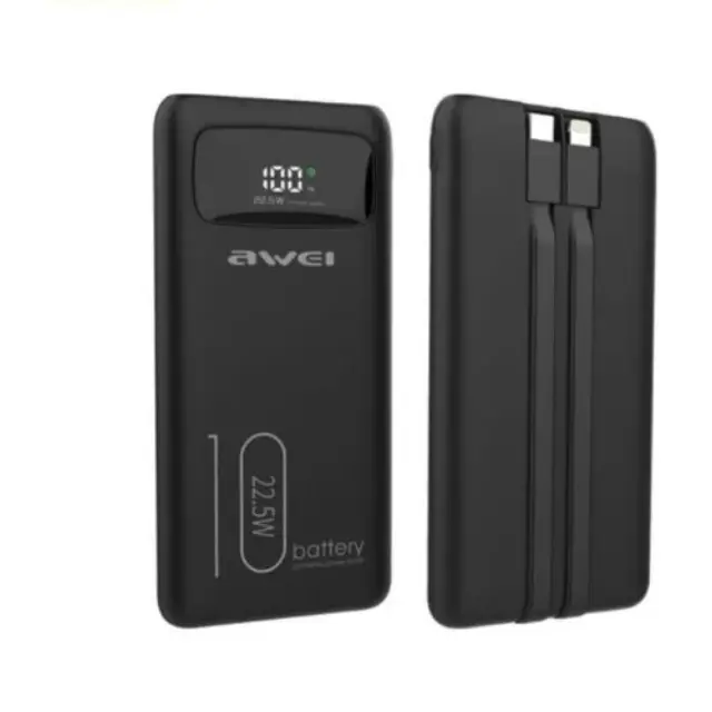 Awei Power Bank 10000mAh 22.5W Μαύρο P168K