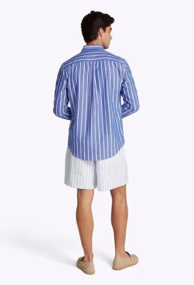 Tommy Hilfiger Μακρυμάνικo Βαμβακερό Πουκάμισο σε Κανονική Γραμμή Ριγέ Μπλέ Μπλε 2