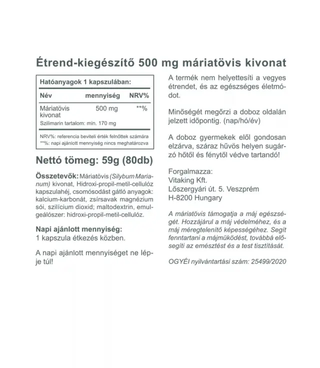 Vitaking Milk Thistle extract 500 mg 2