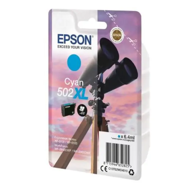 Epson 502XL Γνήσιο Μελάνι Εκτυπωτή InkJet Κυανό (C13T02W24010)