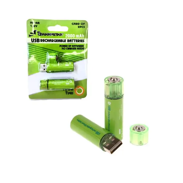 Επαναφορτιζόμενη μπαταρία USB Λιθίου Νi-AA 1.5V - 2000mAh - 2 τεμάχια - USB Rechargeable Battery 030177