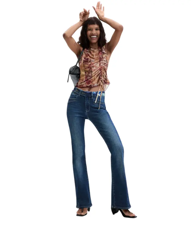 Desigual - Γυναικείο Τζιν Παντελόνι Hipbelt 26WWDD21-5053 Μπλε 2