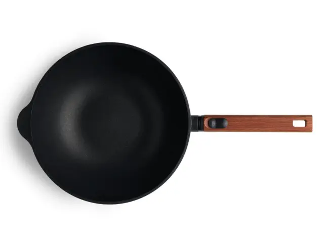 Τηγάνι Wok Woll Eco Logic QXR με αντικολλητική επίστρωση, ξύλινη αποσπώμενη λαβή και διάμετρο 28cm11028WLCI-Q 3