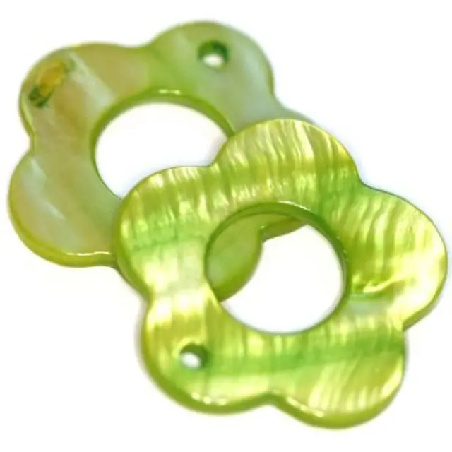 Mother of Pearl Flower Green 25x10mm - 10τεμ