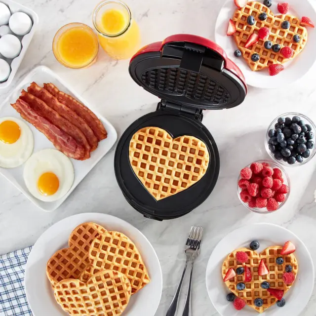 Μίνι Βαφλιέρα σε Σχήμα Καρδιάς 350W (Mini Waffle Maker in Heart Shape 350W) 2