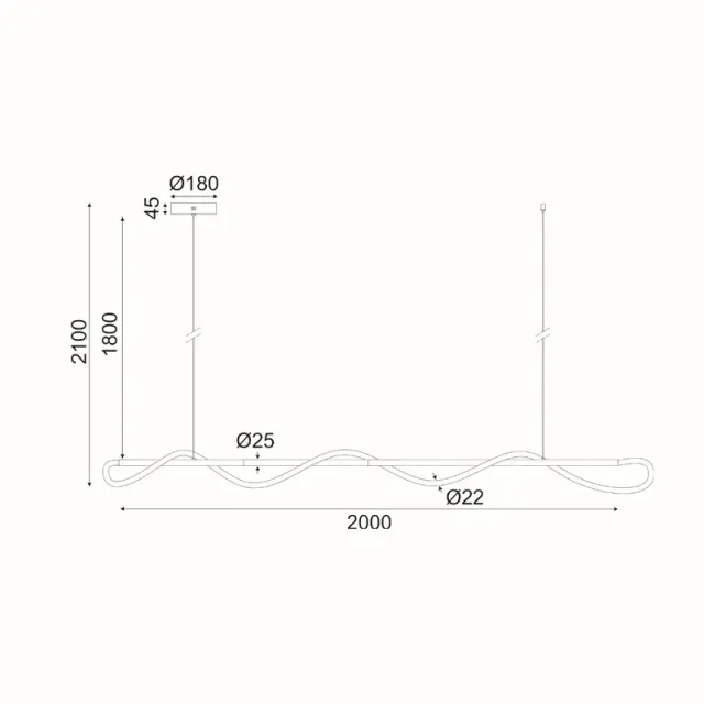 KYMA-ΦΩΤΙΣΤΙΚΟ ΚΡΕΜΑΣΤΟ ΜΑΥΡΟ ΜΑΤ ΜΕΤΑΛΛΙΚΟ LED SMD 60W 3000Κ 3300LM IP20 1900Χ60Χ2150ΜΜ / ZM36LEDP190BK 3