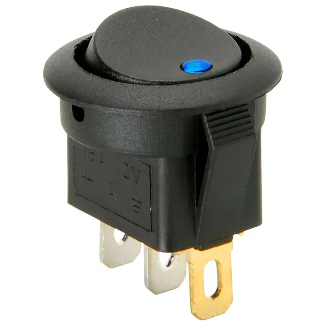 Διακόπτης On/off round rocker led dot 12V - Μπλέ