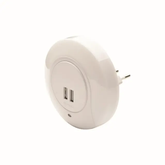 LED ΛΑΜΠΑΚΙ ΝΥΚΤΟΣ 1W 4000K ΜΕ 2 USB ΘΥΡΕΣ, ΔΙΑΚΟΠΤΗ ON/OFF K AUTO MODE, ΛΕΥΚΟ ΠΛΑΣΤΙΚΟ 230V IP20 / SF78LED
