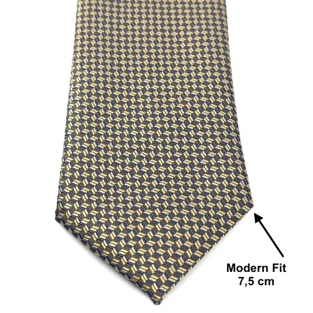 Μπεζ Μπλε Γραβάτα Μικροσχέδιο Microfiber Σετ με Μαντήλι 3