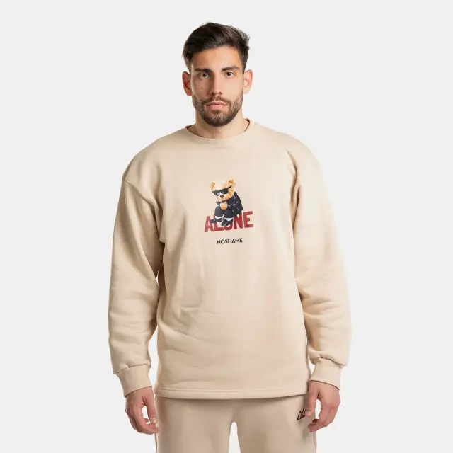 Φούτερ Noshame® Μπέζ με τύπωμα Teddy Alone - 512519 - XL 3