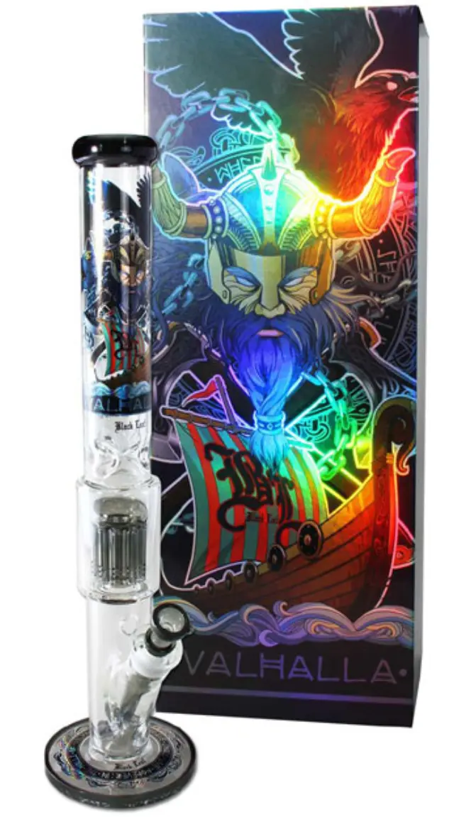 Γυάλινο Bong IN BOX Black Leaf Percolator | Valhalla 50cm