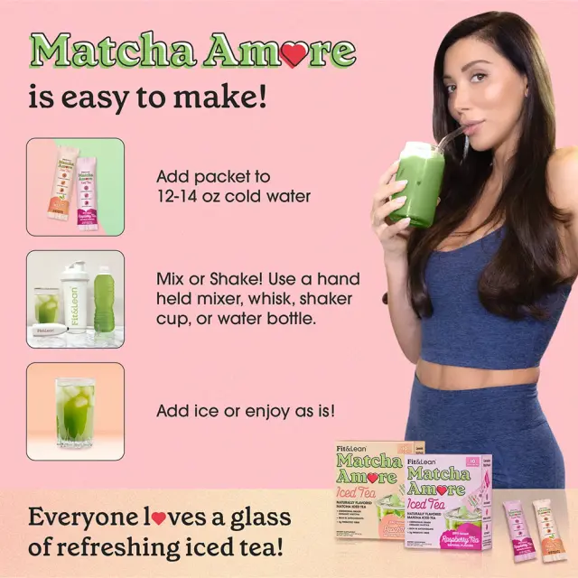 Fit & Lean Matcha Amore - Iced Tea Peach Iced Tea, 10 Sticks 3
