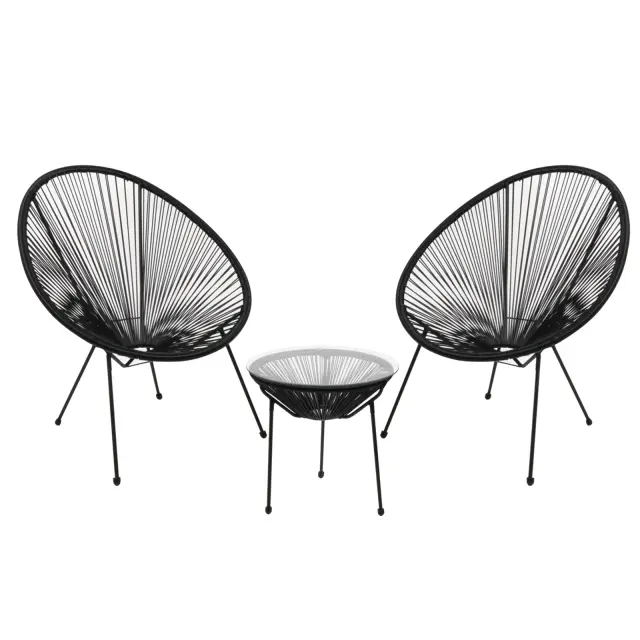 Πολυθρόνα ACAPULCO Σετ Μαύρο Πλαστικό/Rattan Ε245-2S