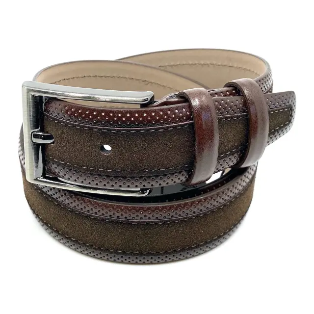 Καφέ Ζώνη P.U. Leather Τύπου Suede 3,5 cm - 135cm