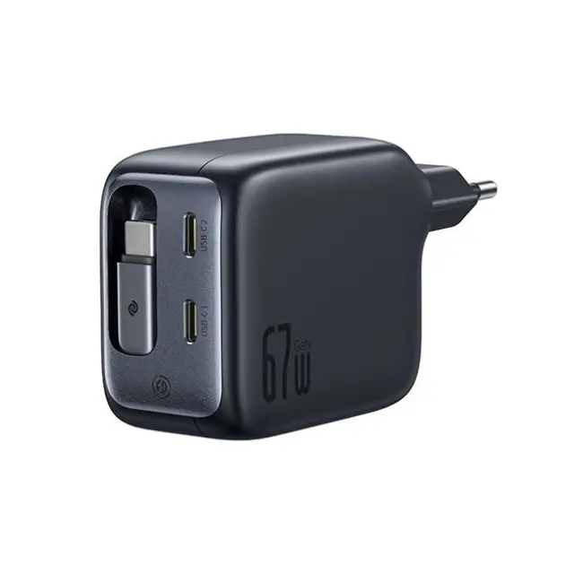 Baseus Φορτιστής EnerCore CJ11 Retractable 3C 67W EU Black (E0121E00)