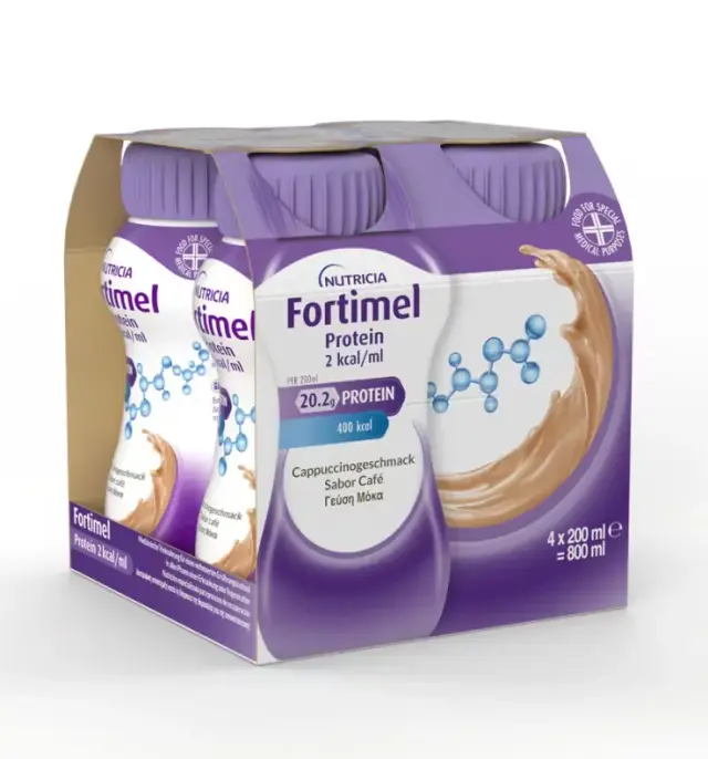Nutricia | Fortimel Extra 20,2g Protein 2 kcal /ml Υπερπρωτεϊνικό Ρόφημα Με Γεύση Μόκα | 4X200ml