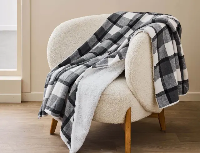 Κουβέρτα Ecossais Douceur d'intérieur με εσωτερική επένδυση sherpa και διαστάσεις 125x150cm - Anthracite 1612858 2