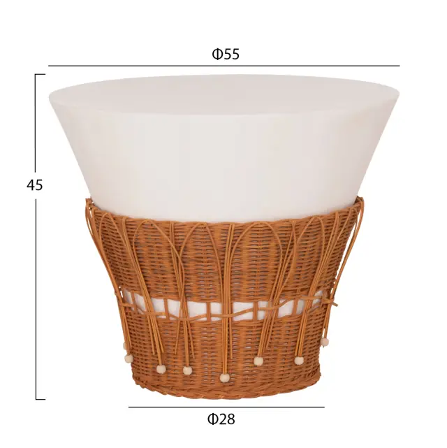 ΤΡΑΠΕΖΙ ΣΑΛΟΝΙΟΥ FB918164.02L FIBER CEMENT ΛΕΥΚΟ-ΦΥΣΙΚΟ RATTAN--Φ55x45Υεκ 2