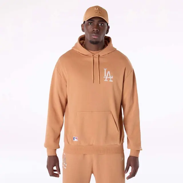 New Era Men's MLB League Essentials Oversized Los Angeles Dodgers Hoodie Καφέ 60596173 (New Era)