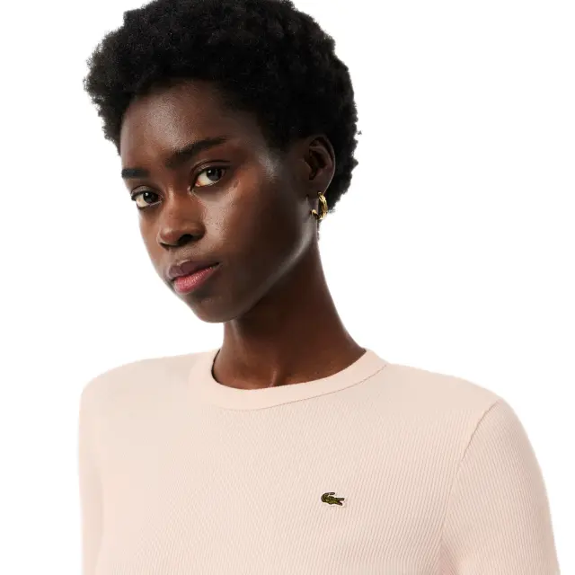 Lacoste γυναικείο μακρυμάνικο βαμβακερό ribbed t-shirt 3TF1692-2 2