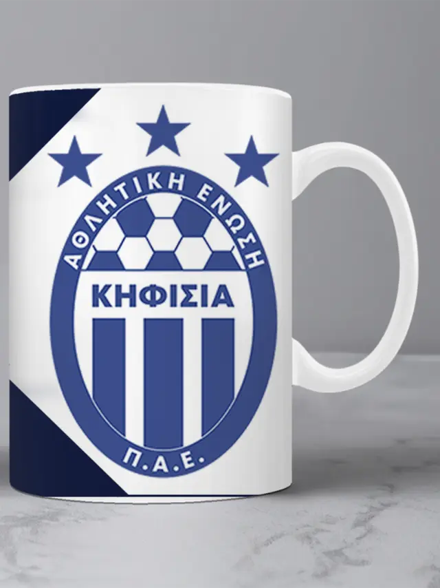 Kούπα κεραμική λευκή , ομάδες , ΚΗΦΙΣΙΑ , Με συσκευασία για δώρο 2