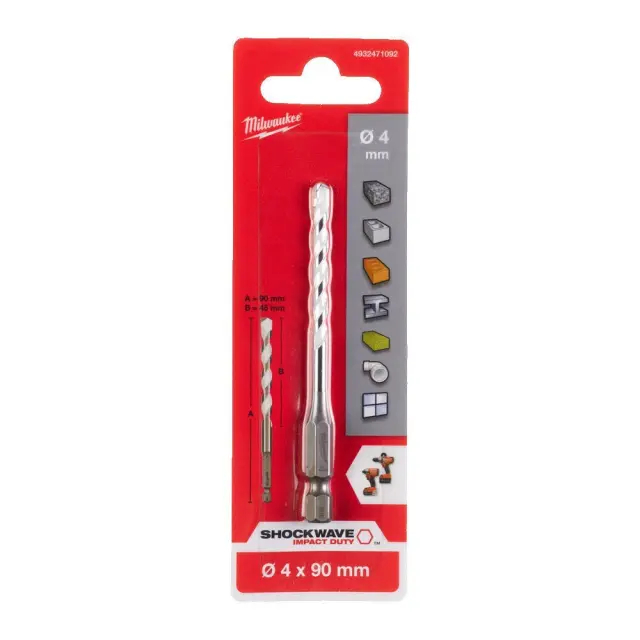 Τρυπάνι Πολλαπλών Υλικών Φ4x90mm MILWAUKEE SHOCKWAVE IMPACT DUTY 3