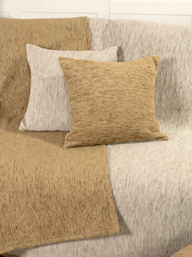 Ριχτάρι Τριθέσιο 180x300 2 Οψεων Nima Caldo Beige-Gold 80% Chenille-20% Βαμβάκι 2