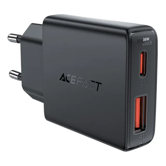 Φορτιστής Ταξιδίου Acefast A69 GaN Mini με 1xUSB-A + 1xUSB-C PD30W Μαύρος