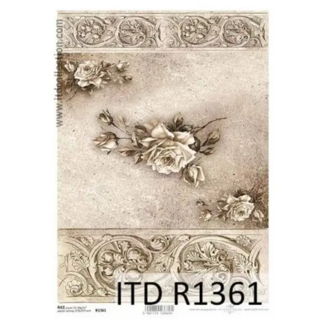 Ριζόχαρτο ντεκουπάζ ITD, 21x29cm, Λευκό Τριαντάφυλλο, R1361