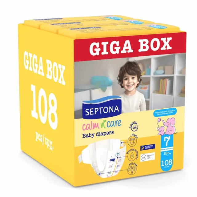 Septona Calm N' Care Πάνες Giga Box Extra Large Plus No7 (15+Kg) 108τεμ (3*36τεμ)
