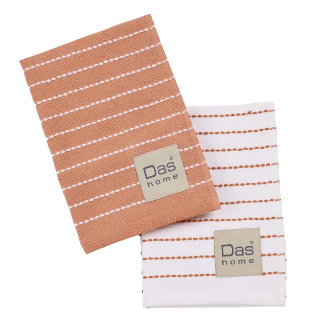Πετσέτες Κουζίνας Σετ 2Τεμ 30x50 Das Home 0826 Terracotta-White 100% βαμβακερό