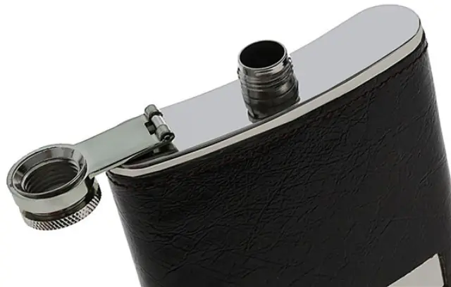 Hip Flask Φλασκί Ποτού Leather Dark Brown Καφέ Σκούρο (F009) - 210ml 3