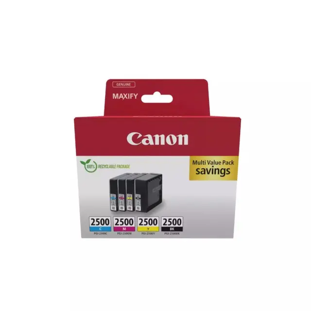 Canon PGI-2500 Γνήσιο Πακέτο 4 Μελανιών Εκτυπωτή InkJet Κίτρινο / Κυανό / Ματζέντα / Μαύρο (9290B006)