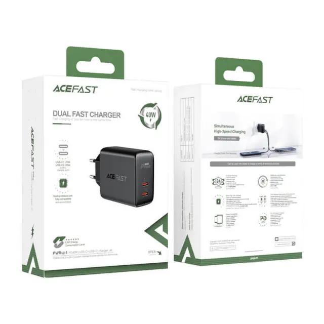 Acefast® A9 Φορτιστής Power Delivery με 2xUSB-C 40W- Black 3