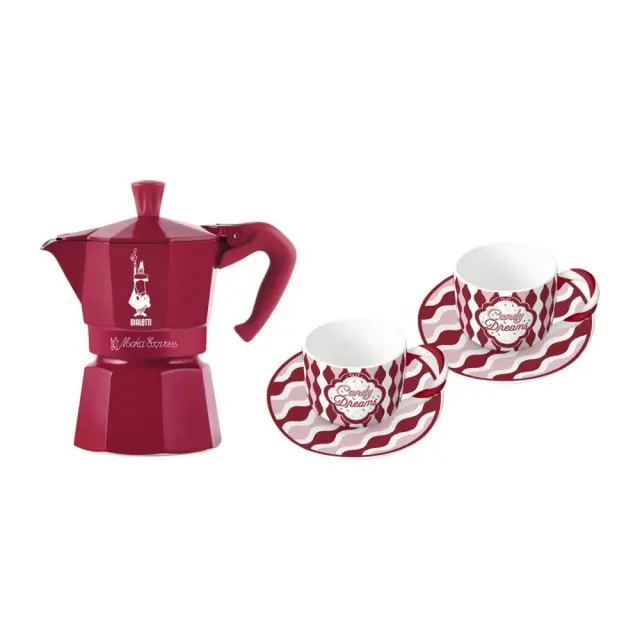 Moka Express 3TZ Coffee Maker Set + 2 Cups BIALETTI Candyland 130 ml (5460)