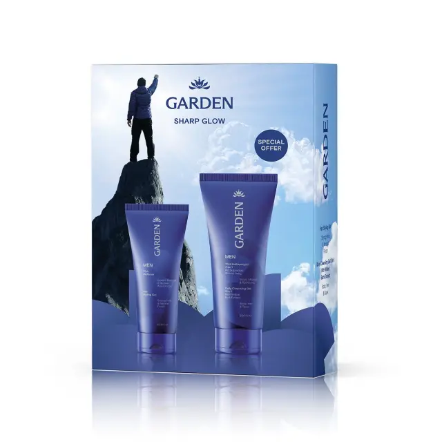 Garden Men Sharp Glow Box Σετ Ανδρικής Περιποίησης με Τζελ Μαλλιών για Δυνατό Κράτημα + Φυσικό Αποτέλεσμα 150ml + Τζελ Καθαρισμού 3 σε 1 με Εκχύλισμα Φλοιού Ιτιάς 200ml