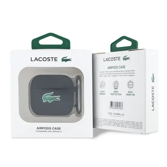 Lacoste Liquid Silicone Croc Logo Case for AirPods 4 Black 3