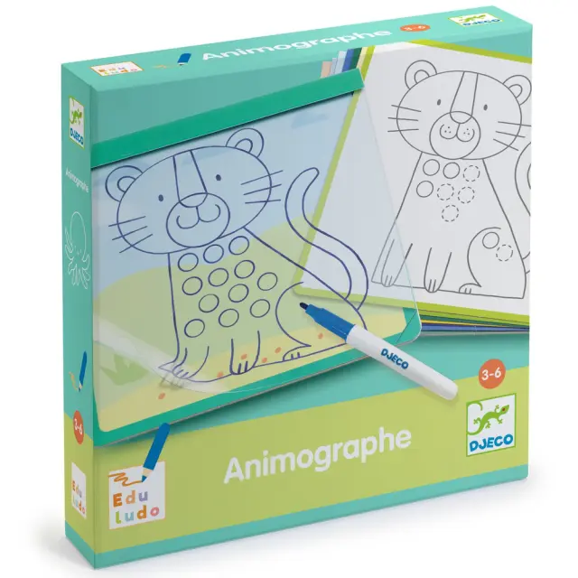 Djeco Animographe Εκπαιδευτικό Παιχνίδι Ζωγραφική - Άσκηση Προγραφής "Ζωάκια" (3+ ετών) 08278