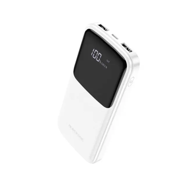 Borofone Power Bank 10000mAh με 2 Θύρες USB-Α Λευκό BJ17 2