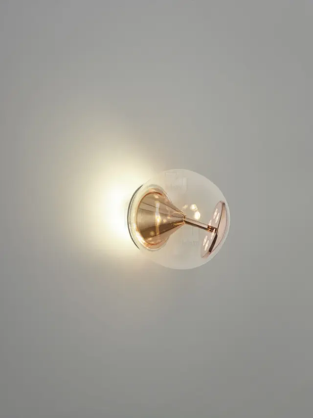 PINO Φωτιστικό Τοίχου & Οροφής LED Rose Gold με Καθαρό Γυαλί IP20 Ροζ χρυσό