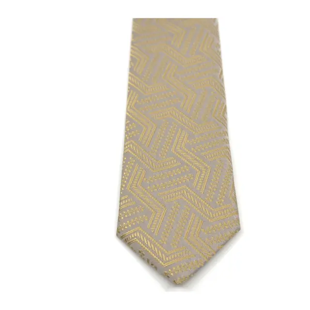 Χρυσαφί Σχεδιαστική Γραβάτα Microfiber Σετ με Μαντήλι 6,5 cm 3