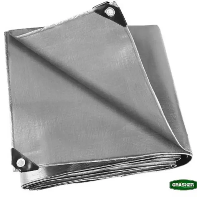 Grasher Αδιάβροχος μουσαμάς-τέντα με κρίκους 190gr/m² 5x8m Γκρί / 103965 2