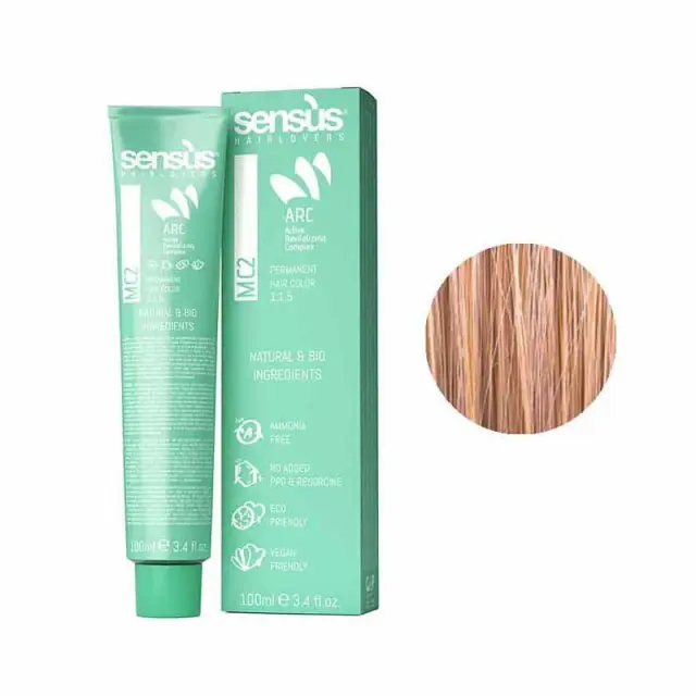 Sensus MC2 Permanent Hair Color 8.34 Copper Golden Light Blonde 100ml - (μόνιμη βαφή χωρίς αμμωνία χάλκινο ανοιχτό ξανθό ντορέ)