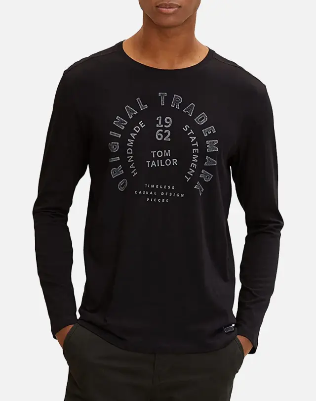 TOM TAILOR PRINTED LONGSLEEVE ΜΑΚΡΥΜΑΝΙΚΗ ΜΠΛΟΥΖΑ ΑΝΔΡΙΚΗ BLACK 2