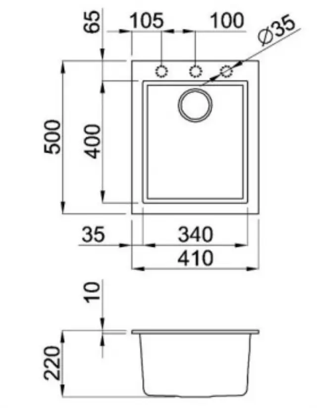 Νεροχύτης Ένθετος ELLECI QUADRA 100 41X50 Metaltek Aluminium 79 2