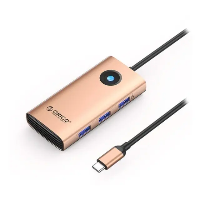 Orico Docking Station PW11 6in1 USB-C 3x USB-A 3.0 1x USB-C PD 100W 1x HDMI 4K30Hz 1x RJ45 Gigabit Ethernet Rose Gold